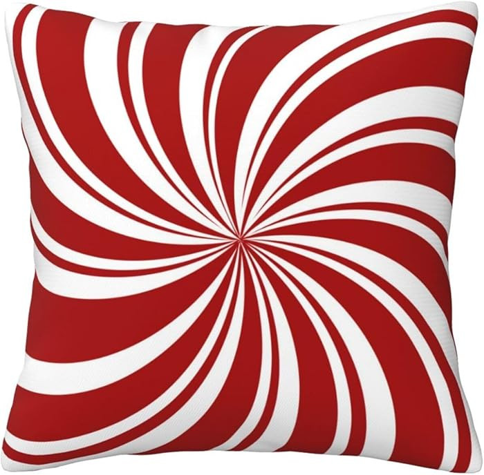 GOOESING Red Swirl Christmas Pillow Covers 22x22 Inch Sweet Candy Cane Double Swirl Red and White... | Amazon (US)