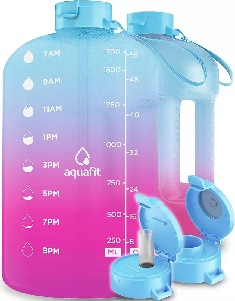 AQUAFIT Half Gallon Water Bottle with Straw, Motivational Water