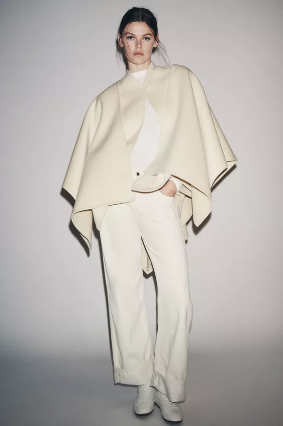 ZW COLLECTION WOOL BLEND CAPE COAT | Zara US