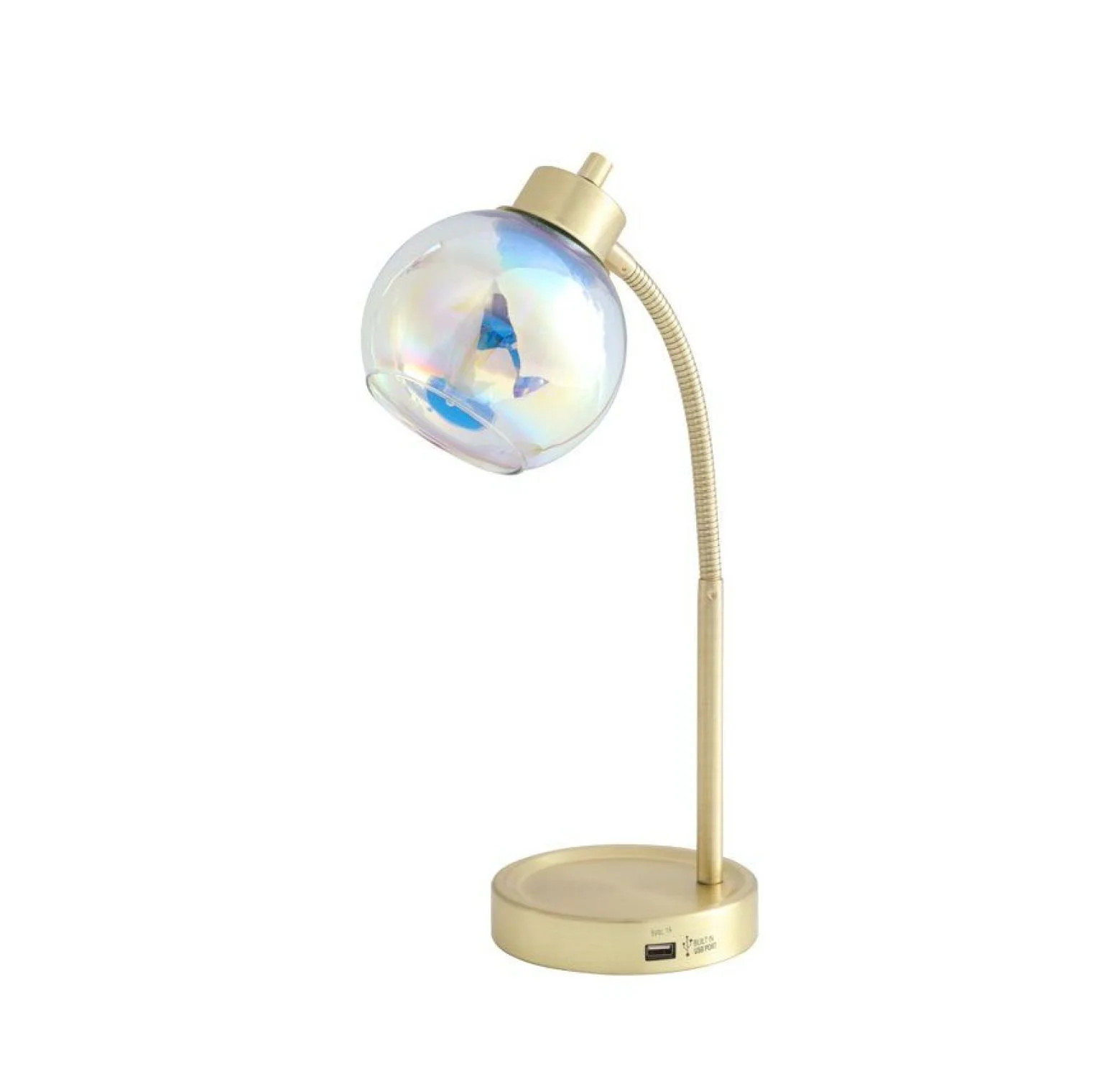 Iridescent Orb Lamp Gold - 18.5 Inch Desk Lamp with USB Charging Port, Adjustable Gooseneck & Dim... | Walmart (US)