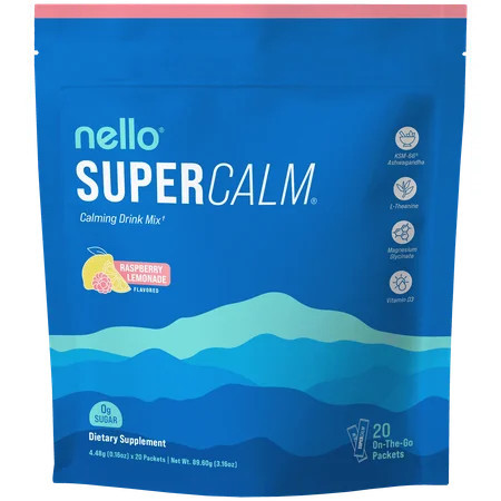 Nello Supercalm Drink Mix - Ashwagandha KSM 66, Magnesium Glycinate & L-Theanine Supplement - Ashwagandha Root Extract - Focus and Relaxation Support (20 Travel Packets) - Raspberry Lemonade | Walmart (US)