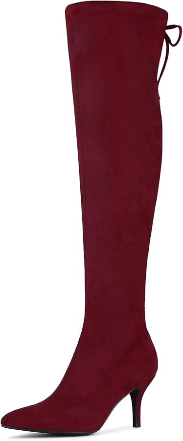 Allegra K Women's Round Toe Chunky Heel Over the Knee High Boots | Amazon (US)