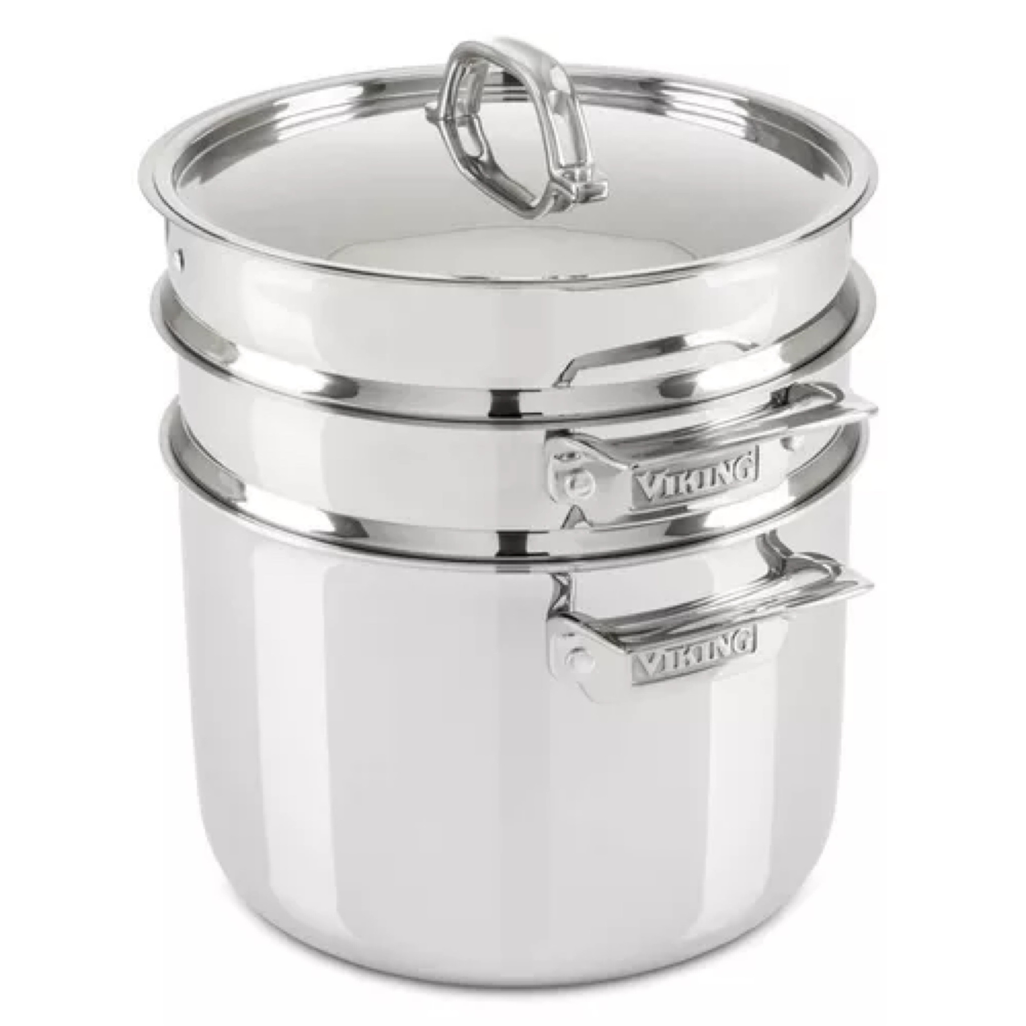 Viking Pasta Pot and Steamer, 8 qt. $149.96

3-ply stainless steel combines layers of durable metal to create one solid piece that is highly responsive to changing temperatures and layers of stainless steel transfer heat throughout the pot for increased efficiency. 

Internal volume markings make it easy to measure liquids, even when filling directly from a faucet or jar. The fitted pasta insert and steamer both nestle into the pot, ensuring easy removal once noodles, veggies or even dumplings are done.

#ltkrealboringhousewife #homerefreshsale

#LTKHome #LTKWatchNow #LTKSaleAlert