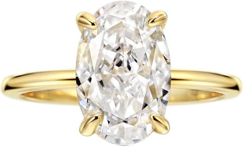 Michooyel 4CT Oval Cut Women's Engagement Ring 18K Gold Plated 925 Sterling Silver 5A Cubic Zirco... | Amazon (US)