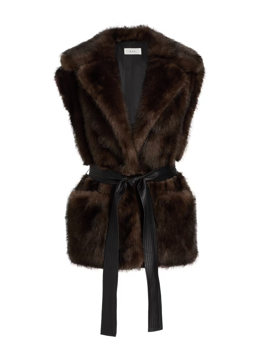 Devon Faux-Fur Tie-Waist Vest | Saks Fifth Avenue