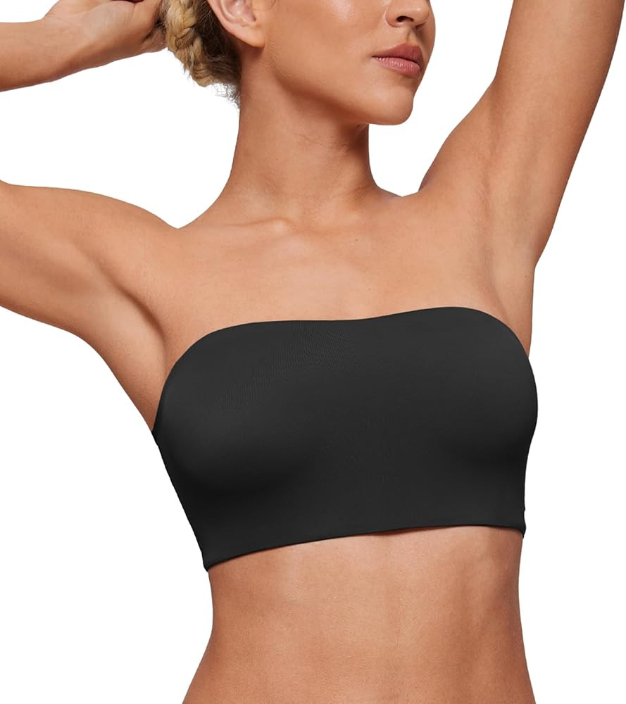 CRZ YOGA Softhold Double Lined Strapless Bralette - Stretchy Smooth Womens Tube Tops Bandeau Wire... | Amazon (US)