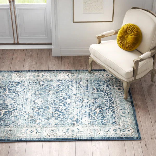 Margarit Power Loom Gray/Teal Rug | Wayfair North America