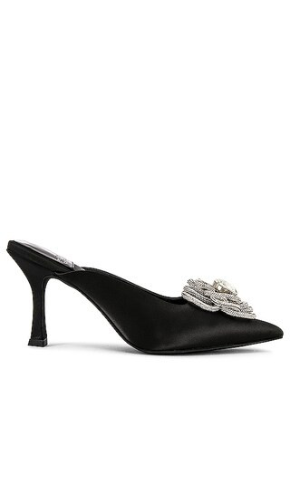 x REVOLVE Viviana Mule in Black Satin | Revolve Clothing (Global)