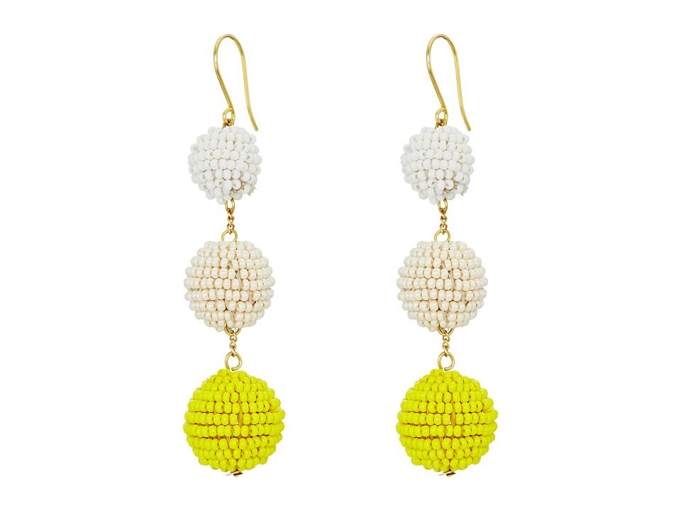 Chan Luu - 3 Tiered Seed Bead Multicolored Pom Pom Earrings (White Mix) Earring | Zappos