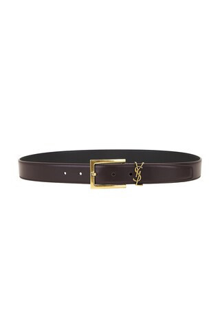 Saint Laurent Leather Belt in Spiced Apple - Brown. Size 75 (also in 70). | FWRD 