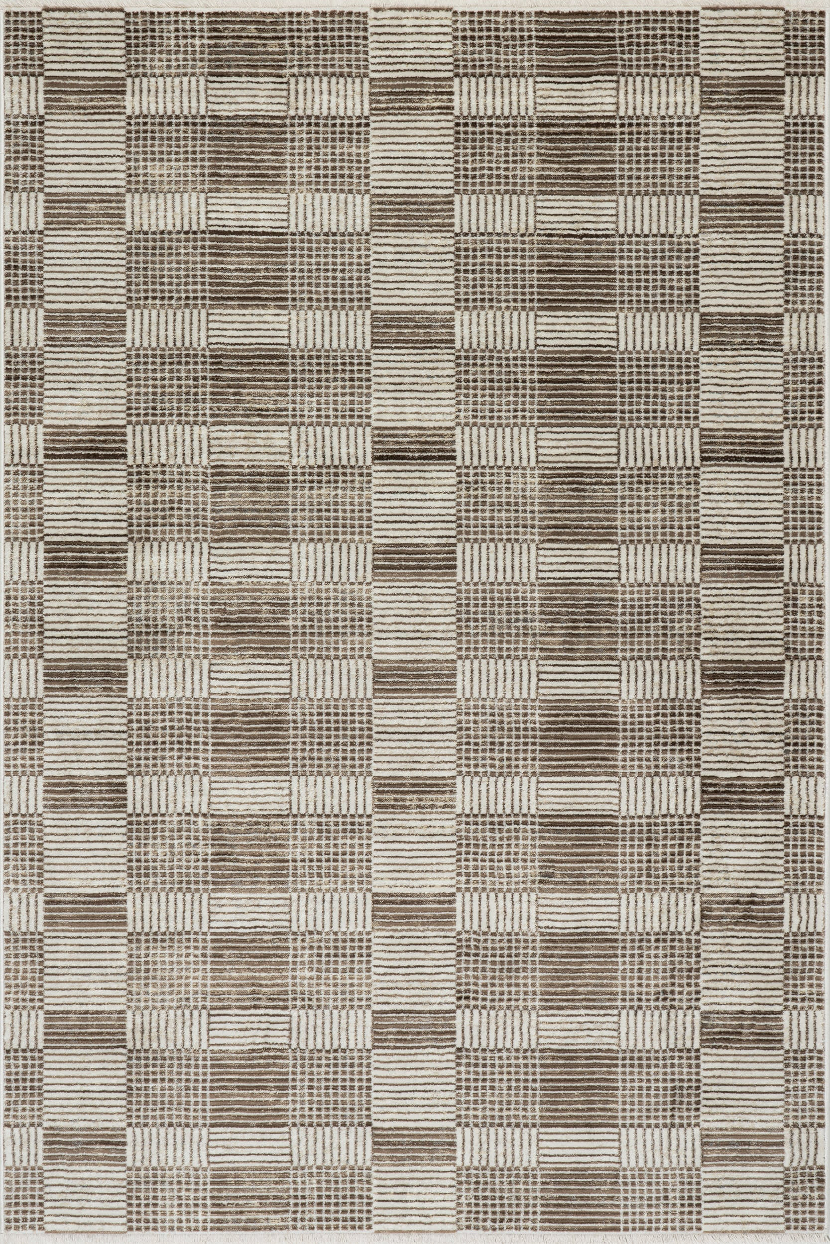 Light Brown Selka Modern Checkered 4' x 5' 7"" rug | Rugs USA