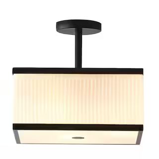 GLUCKSTEINELEMENTS Ashbury 13 in. 3-Light Black Square Flush Mount 38676-HBCB - The Home Depot | The Home Depot