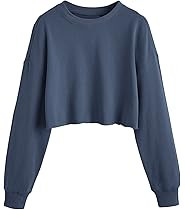 SweatyRocks Women's Casual Long Sleeve Raw Hem Pullover Crop Tops Sweatshirts | Amazon (US)