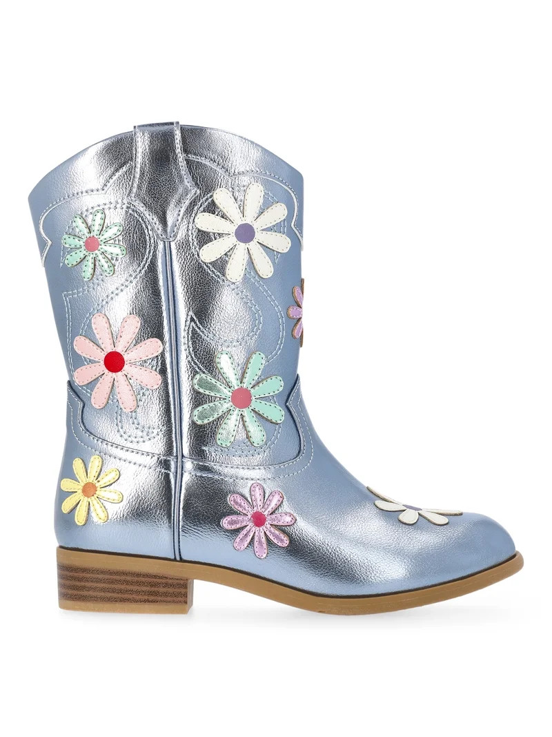 Wonder Nation Girls and Toddler Western Daisy Boots | Walmart (US)