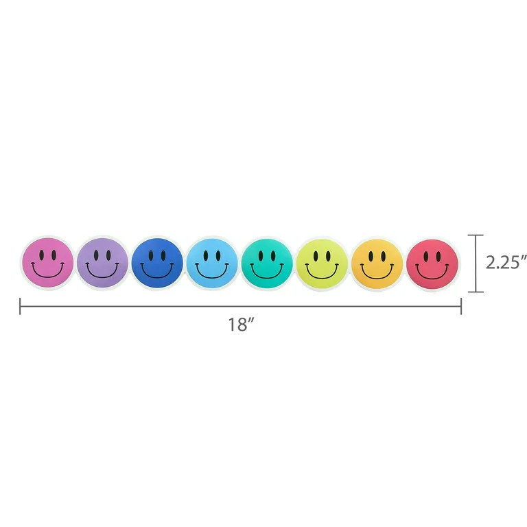 Pen+Gear Multi Color Rainbow Smiley Faces (18"x2.25")Round Shaped Bulletin Board Trim, 12 Pieces | Walmart (US)