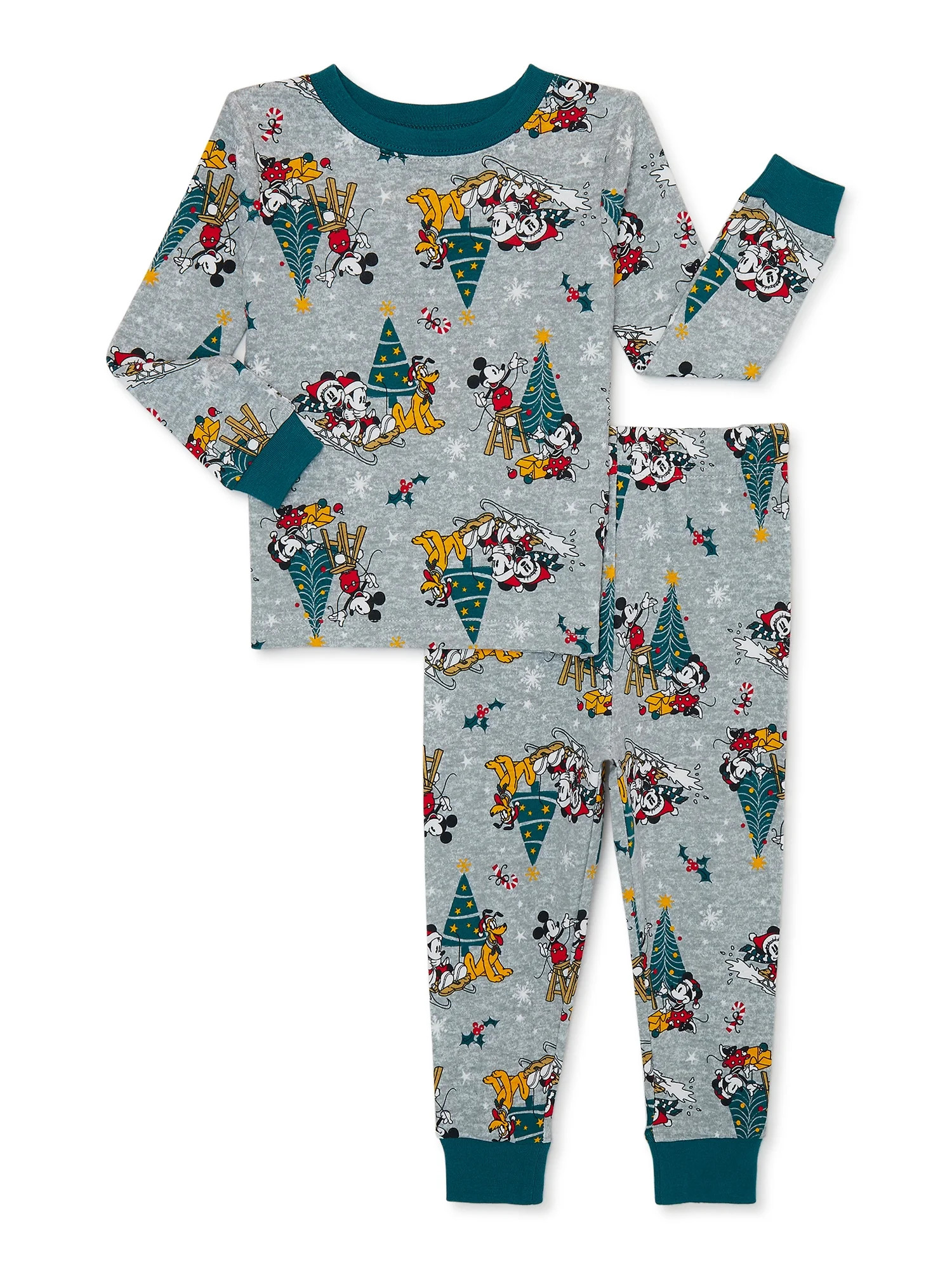 Mickey Mouse Christmas Holiday Toddler Boy and Girl Unisex Cotton Pajama Set, 2-Piece, Sizes 12M-... | Walmart (US)