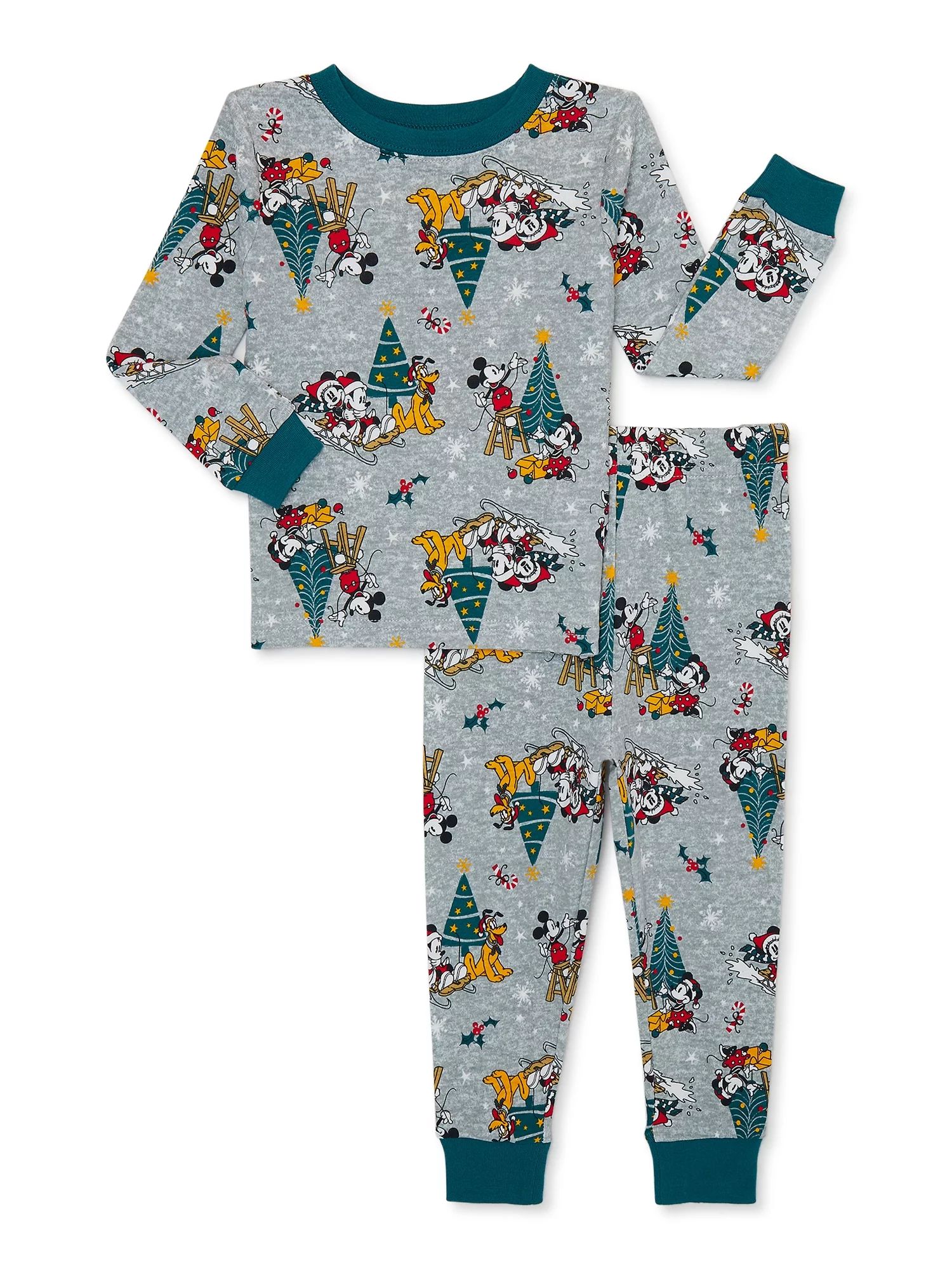 Mickey Mouse Christmas Holiday Toddler Boy and Girl Unisex Cotton Pajama Set, 2-Piece, Sizes 12M-... | Walmart (US)