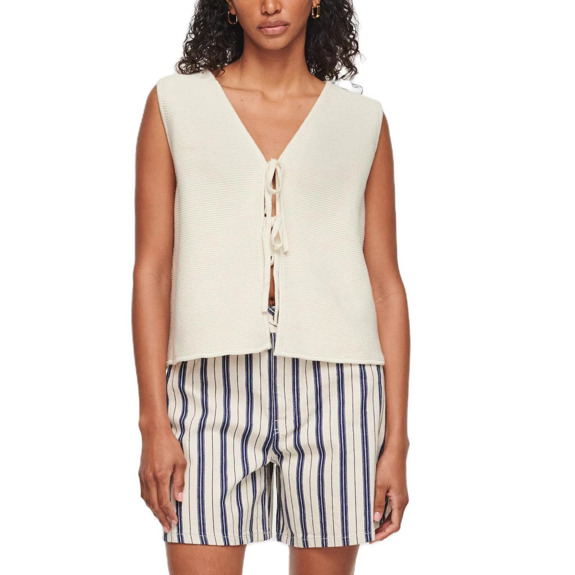 Women's Tie Knit Vest Crochet Sleeveless Open Front Cardigan Sweater Vest Top | Kohl's