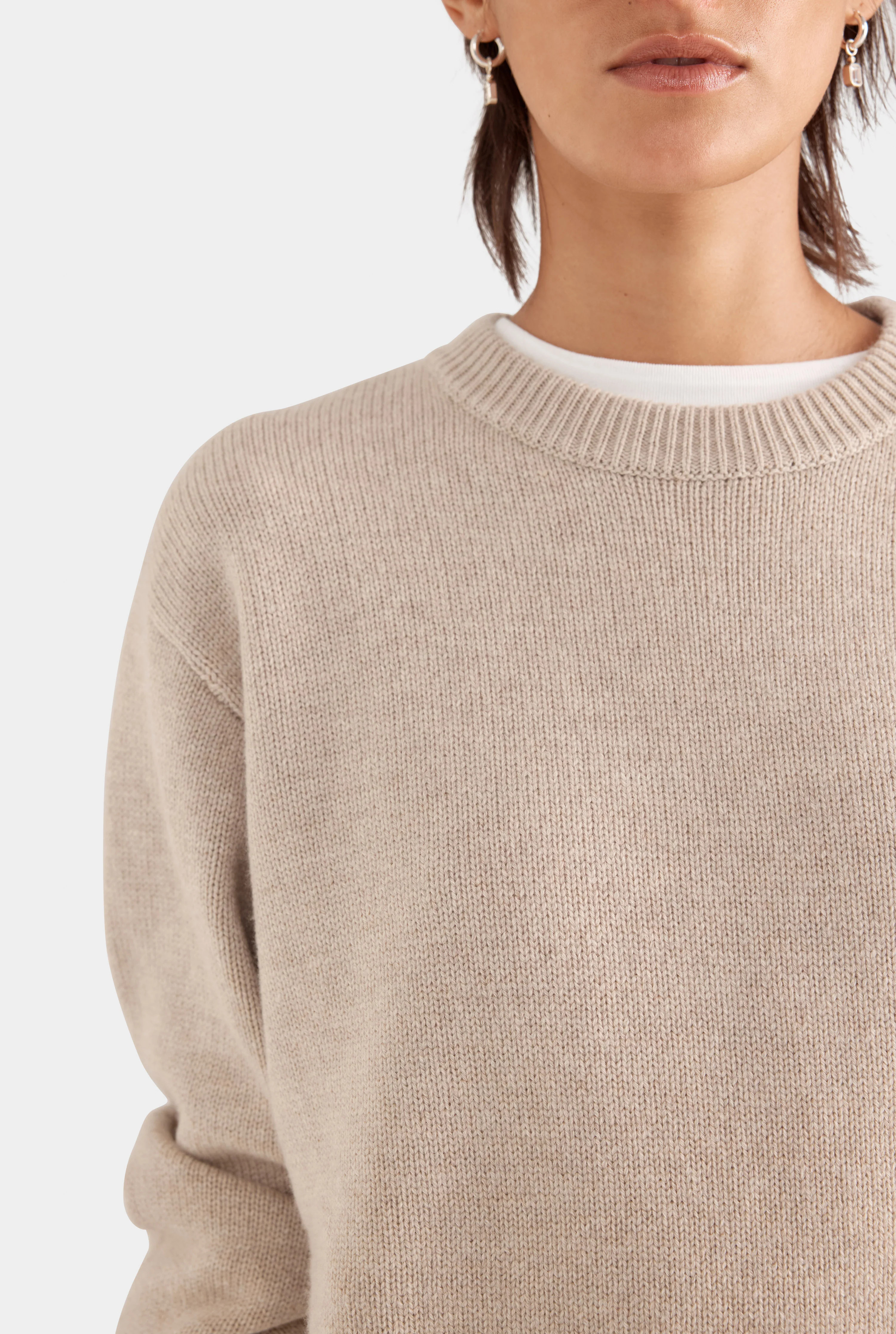 Womens Oversized Wool Cashmere Sweater in Sand Marl | Venroy | Venroy AU