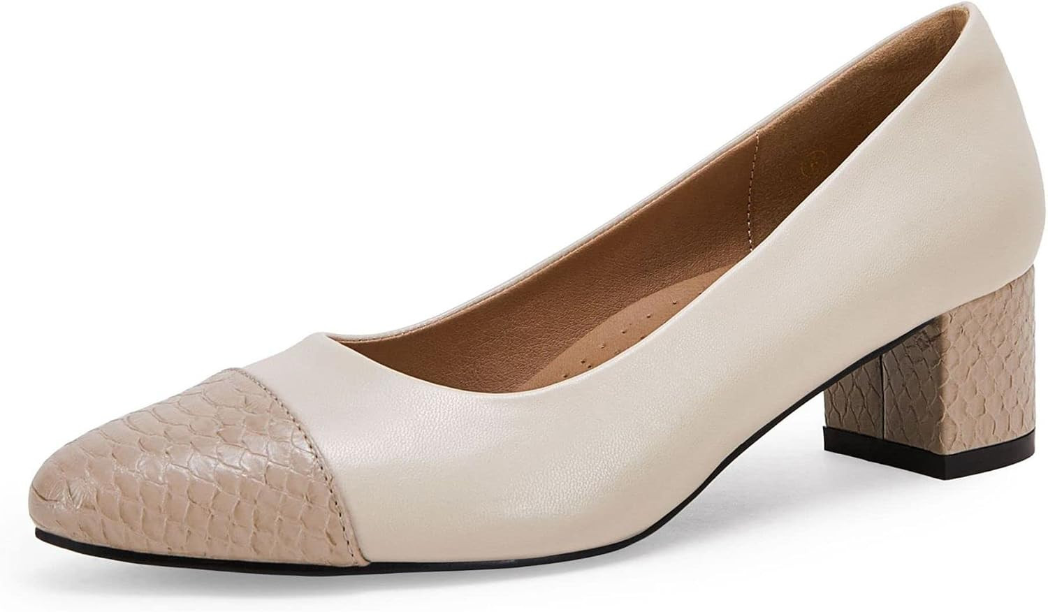 Women's Closed Toe Pumps Snakeskin Slip on Block Low Chunky Heel Business Party Office Dress Shoe... | Amazon (US)