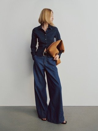 Denim Fitted Crop Shirt | Gap (US)