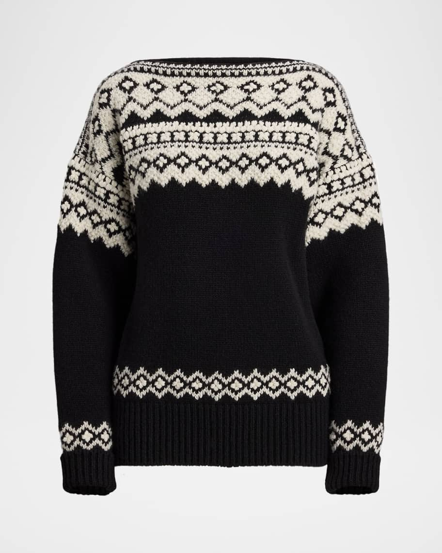 Fair Isle Cashmere Jacquard Boatneck Sweater | Neiman Marcus