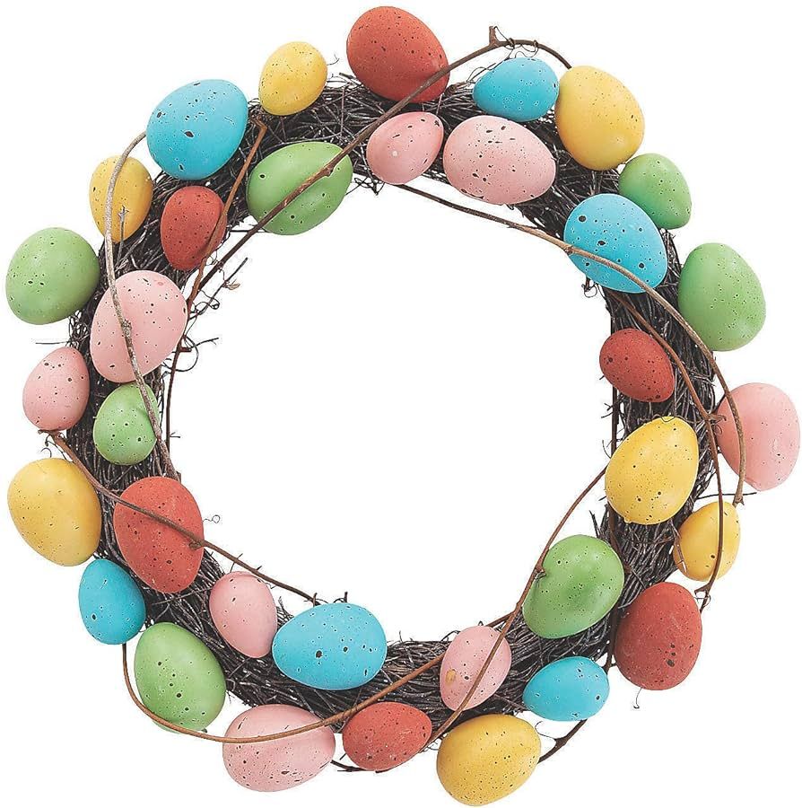 Colorful Easter Egg Wreath - 14 inch diamter, Foam on grapvine - Easter Rustic Home Decor | Amazon (US)