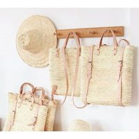 50 % Off Straw Beach Bag With Leather Strap - Backpack Hipster Boho | Etsy (US)