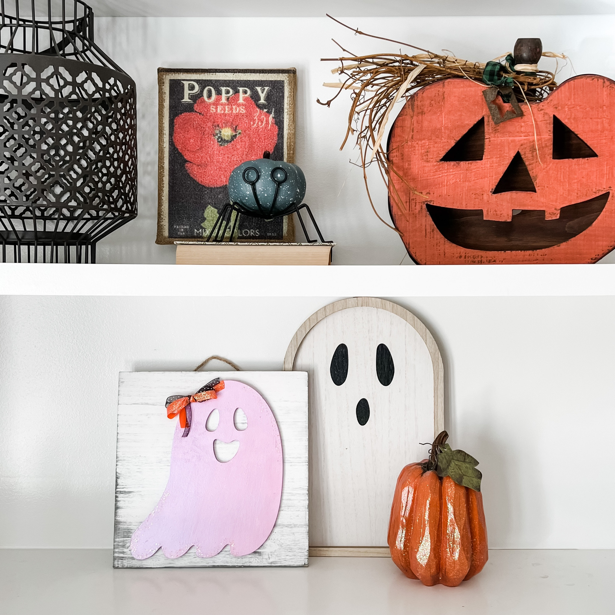 Tried color shift and glitter paints for the first time and love how this cute pink ghost turned out!