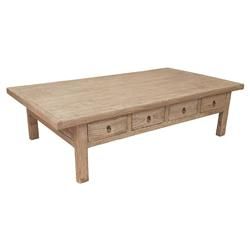 Ian Rustic Lodge Natural Bleached Elm Wood 8 Drawer Storage Coffee Table | Kathy Kuo Home