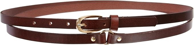 1/2" (13 mm) Skinny Solid Leather Double Wrap Belt | Amazon (US)