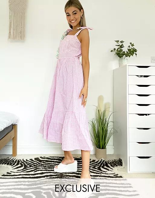 Native Youth maxi smock dress with full skirt in gingham | ASOS (Global)