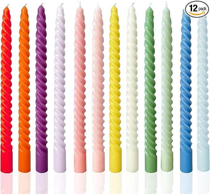 Colored Taper Candles Spiral Candle Sticks for Religious and Spiritual Settings,Unscented Pastel ... | Amazon (US)