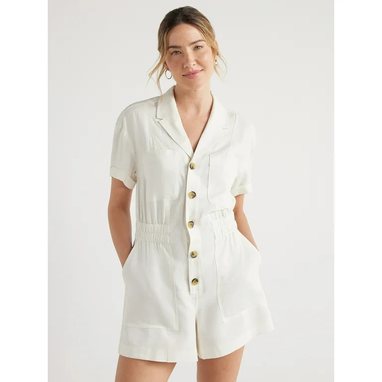 Free Assembly Women’s Utility Romper with Short Sleeves, 4.5” Inseam, Sizes XS-XXL - Walmart.... | Walmart (US)