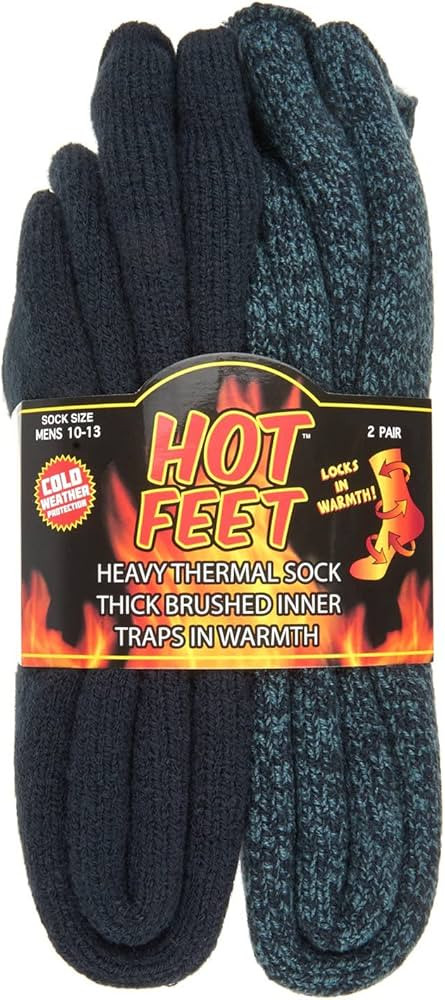 HOT FEET 2 Pairs Thermal Socks for Men, Extreme Cold Boots Socks - Men's Winter Insulated Socks, ... | Amazon (US)