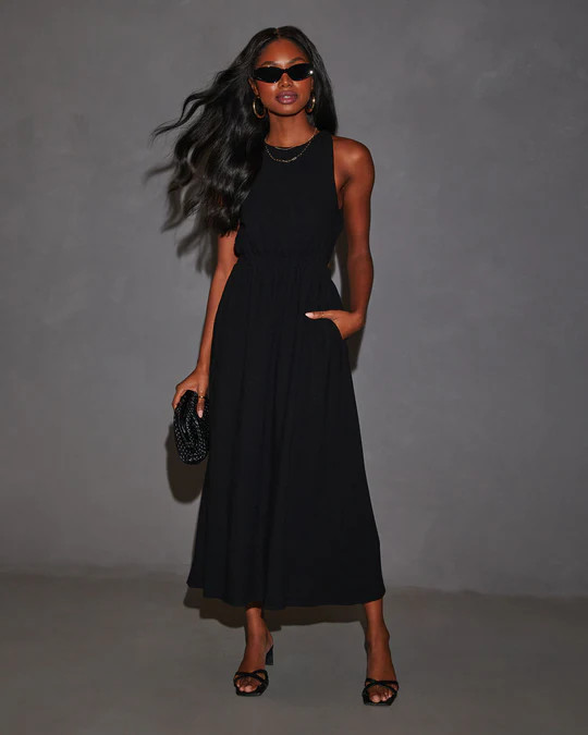 Alma Criss-Cross Open Back Linen Midi Dress | VICI