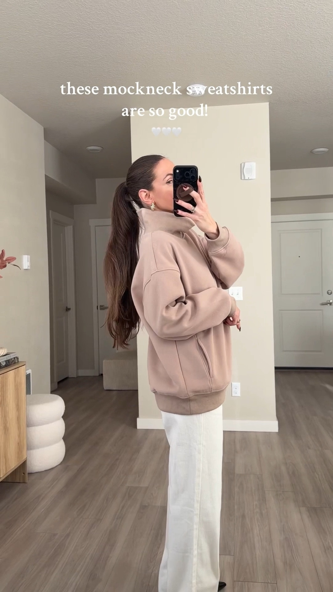 number one trending sweater on amazon right now!!

cozy sweater.  wearing medium.  no need to size up.  it's very oversized. 