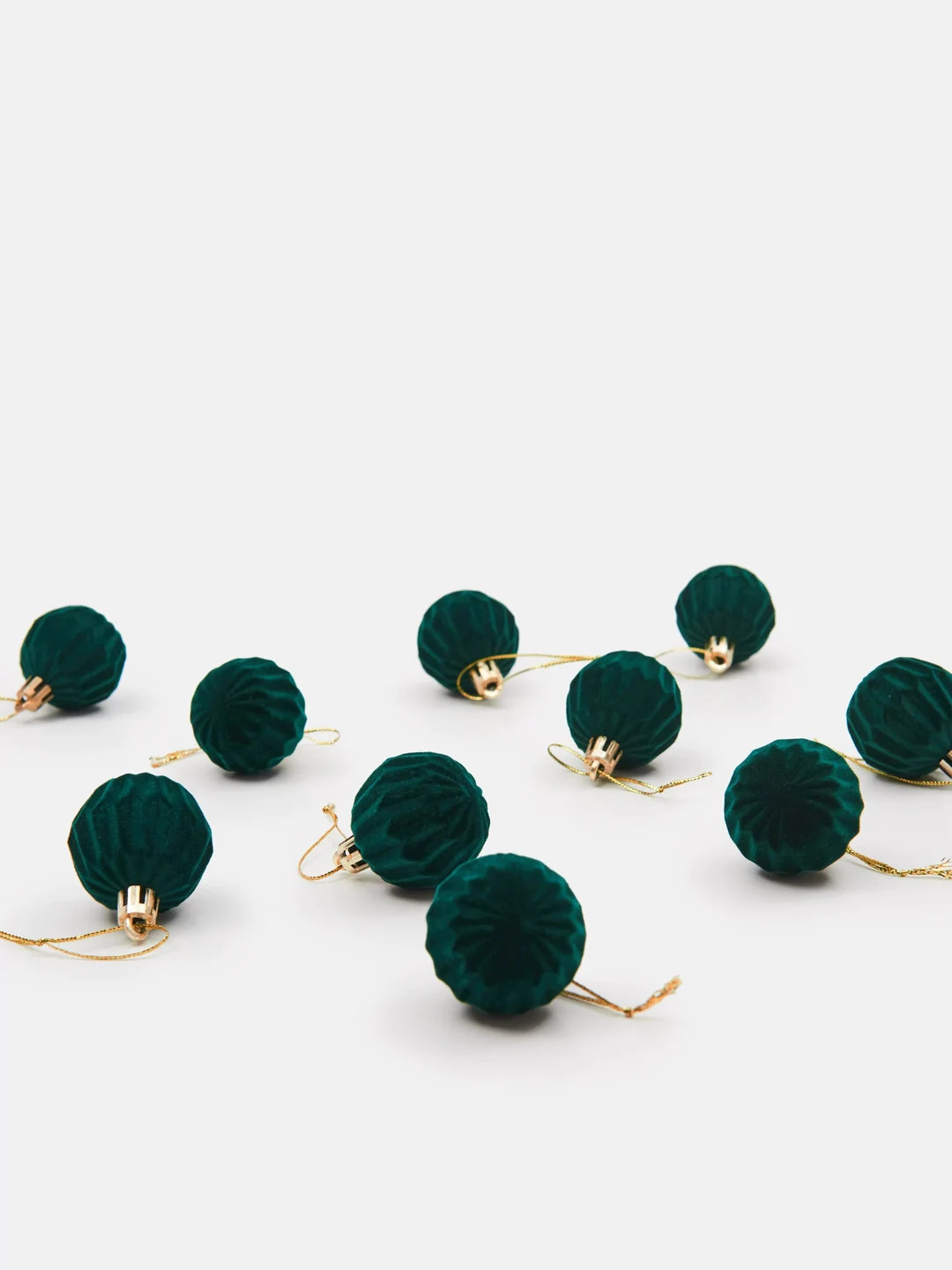 Set of 10 Christmas Tree Baubles Velvet in Dark Green  3.8 Cm - Etsy | Etsy (US)