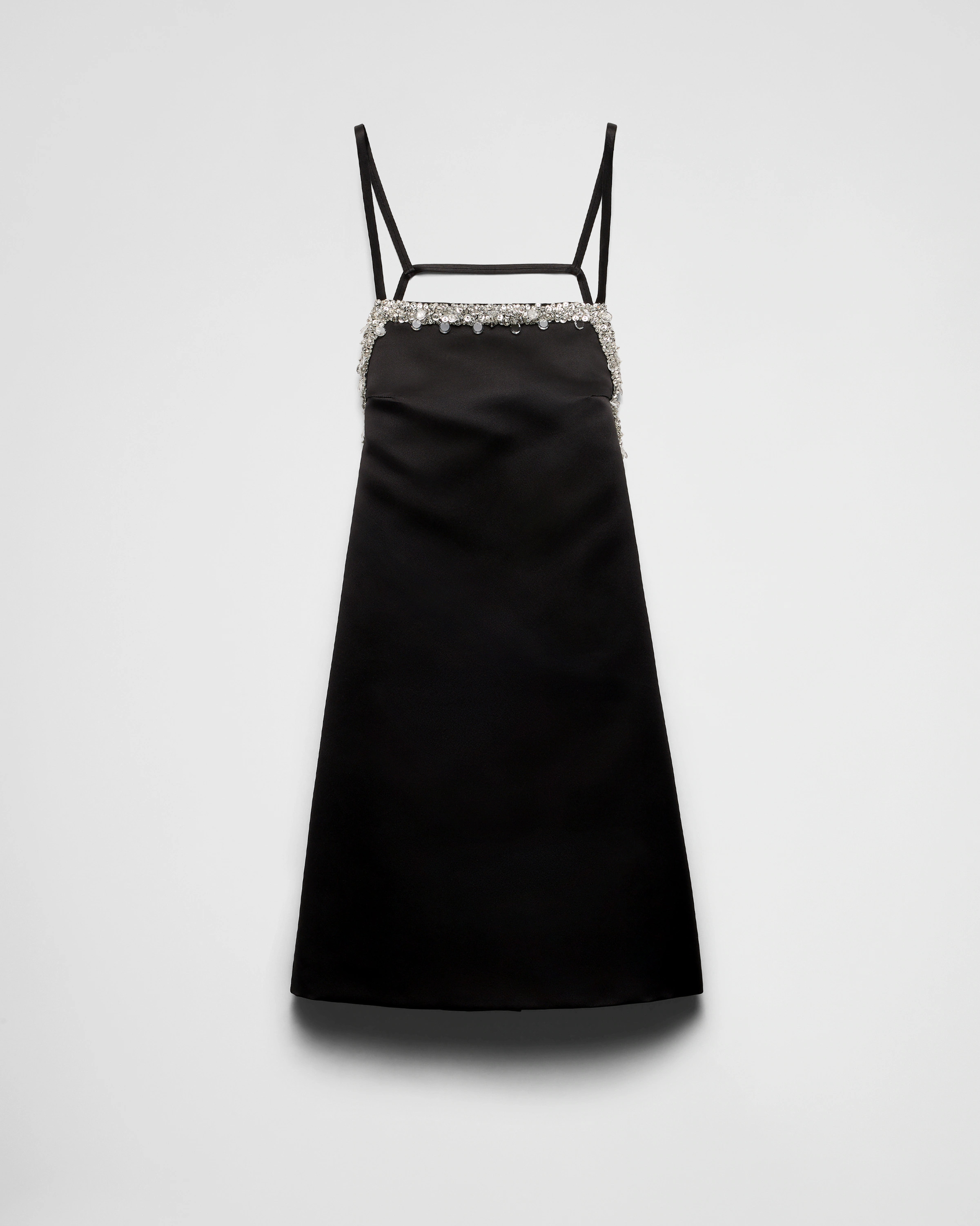 Embroidered double satin mini-dress | Prada US
