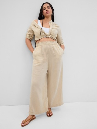 Crinkle Gauze Wide-Leg Pants | Gap (US)