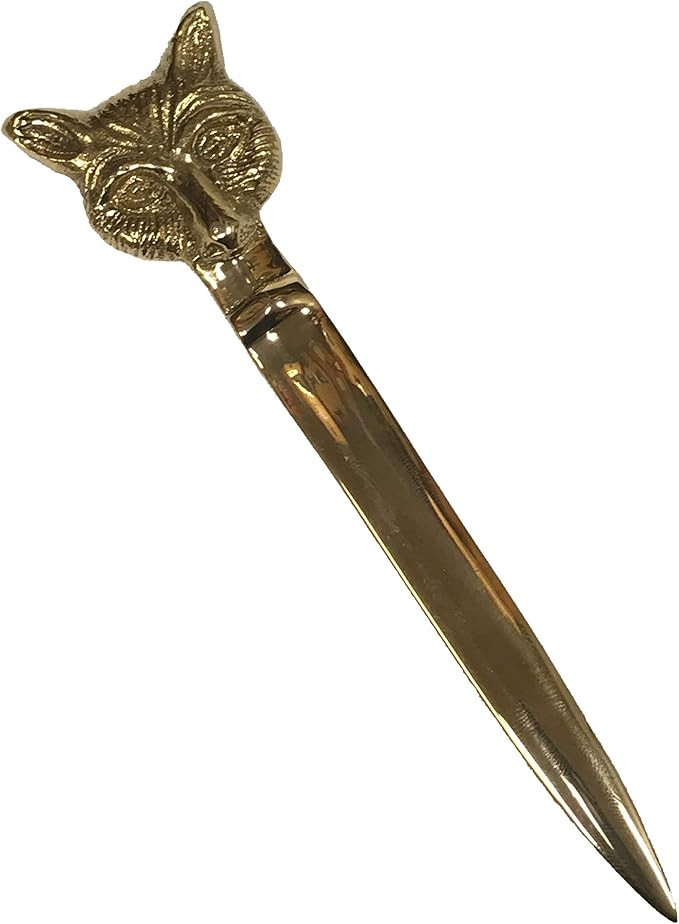 6-1/4" Solid Polished Brass Fox Head Letter Opener, Antique Reproduction | Amazon (US)
