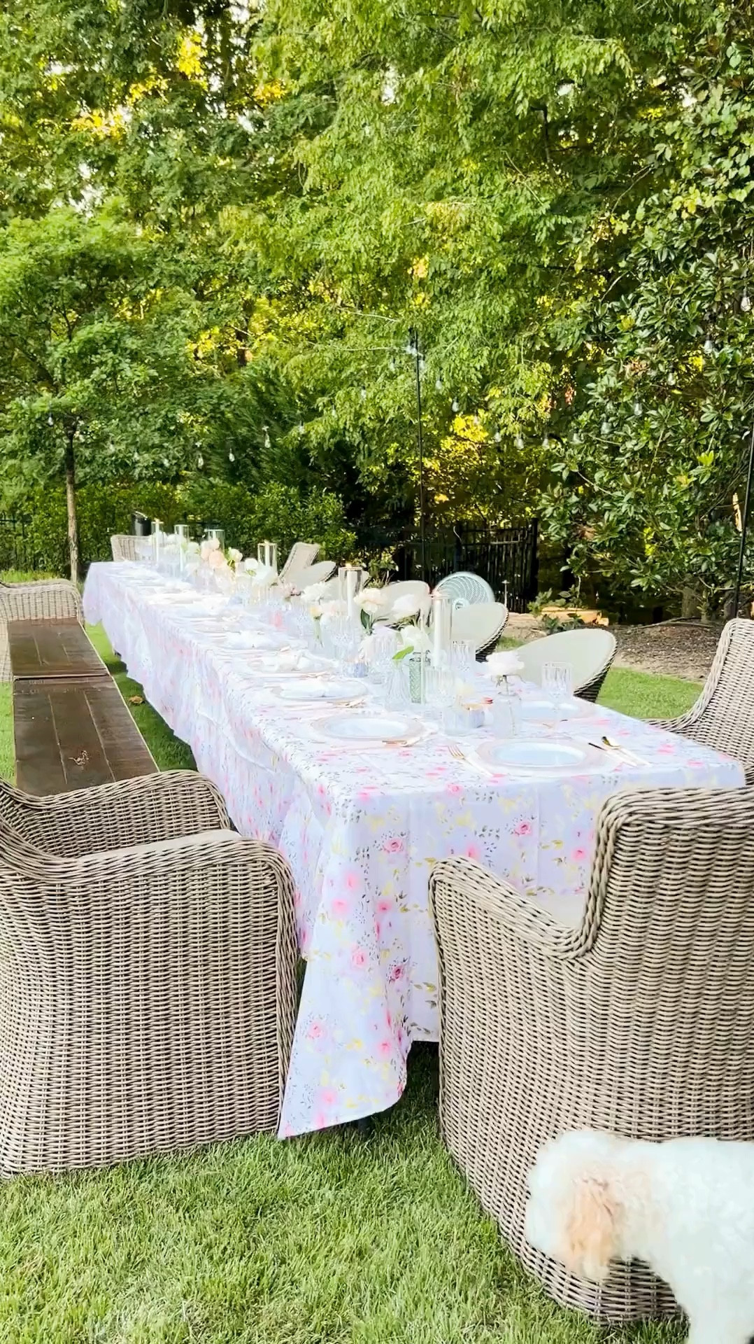 A Love Shack Fancy inspired party. Throw a garden party with floral tablecloths, pink tableware, hurricane vases, and beautiful bud vases full of flowers! If you’re throwing an outdoor wedding or floral inspired bridal luncheon then you’ll want to create this tablescape!

#LTKParties #LTKWedding #LTKVideo