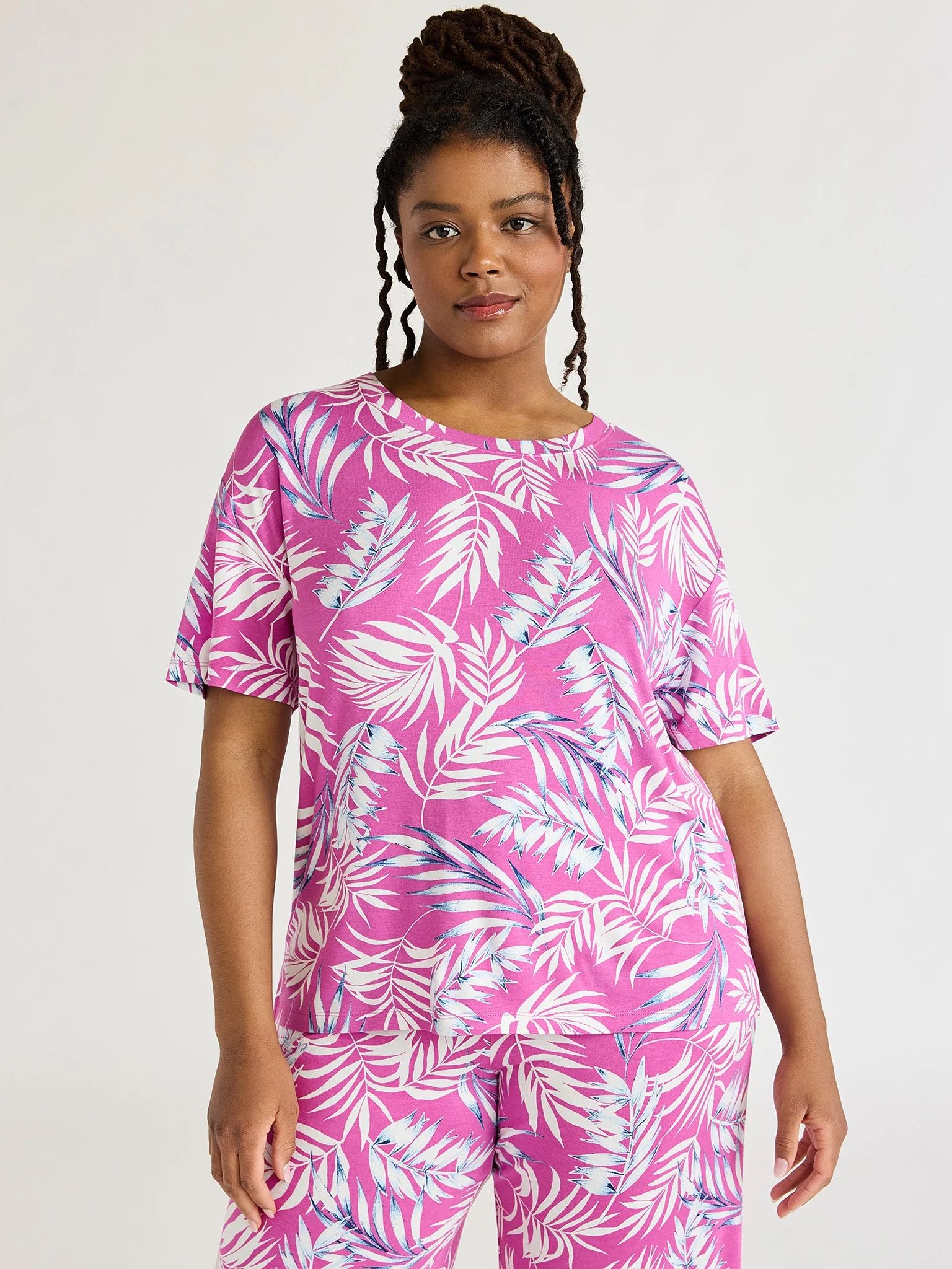 Joyspun Women's Short Sleeve Knit Sleep T-Shirt, Sizes S to 3X | Walmart (US)