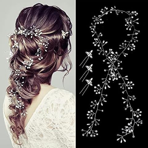 Yean Wedding Hair Vine Long Bridal Headband Hair Accessories for Bride and Bridesmaid (100cm / 39... | Amazon (US)