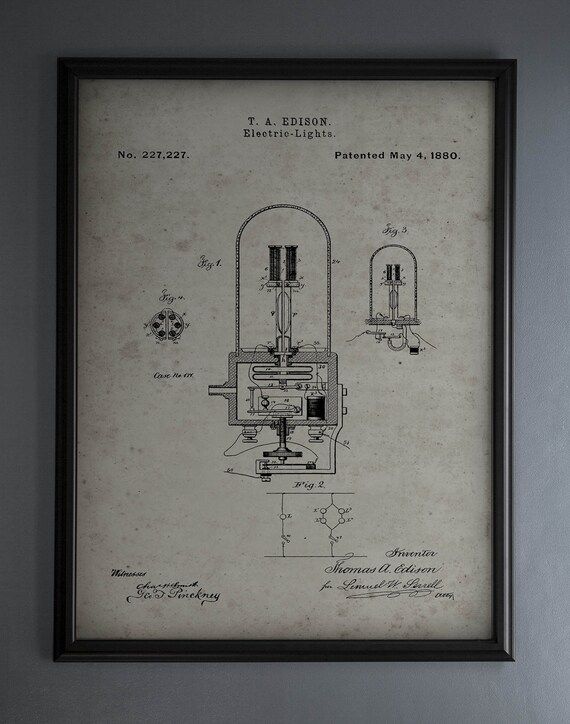 Edison Bulb Patent: Unframed Vintage Thomas Edison Bulb Patent - Etsy | Etsy (US)