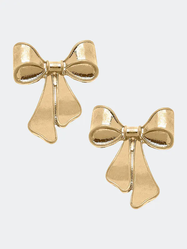 Canvas Style Maxwell Bow Stud Earrings - Gold | Verishop