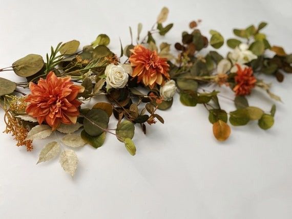 Fall Leaf & Dahlia Garland Rustic Fall Decor Fall | Etsy (US)