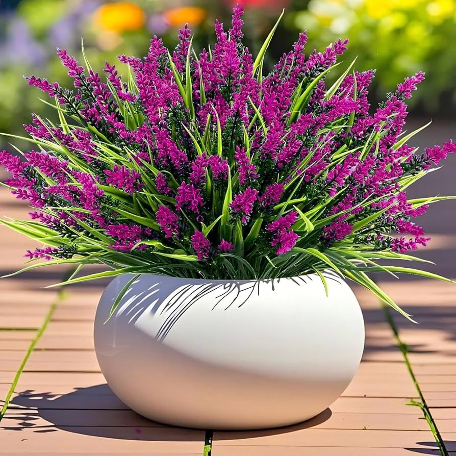Geegoods Artificial Plants Flowers Outdoor – 24 Bundles UV Resistant Faux Lavender Flowers with... | Amazon (US)