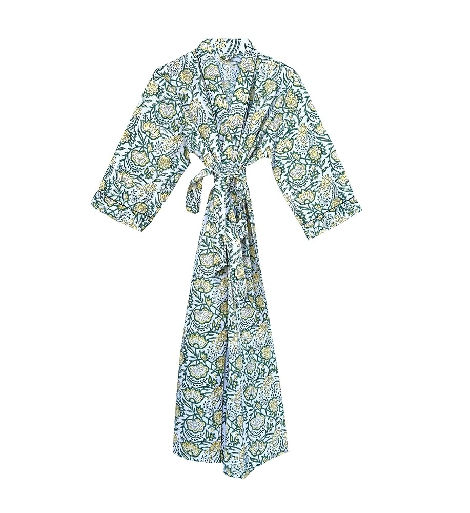 Hand block print Cotton Kimono bikini cover up,Indian Hand block print Cotton Bath Robe,Swim Wear... | Amazon (US)