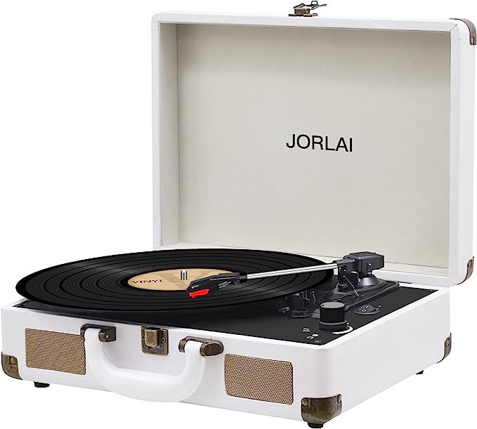 Amazon.com: JORLAI Record Player 3 Speeds Turntable with Bluetooth Built-in Battery Stereo Speake... | Amazon (US)